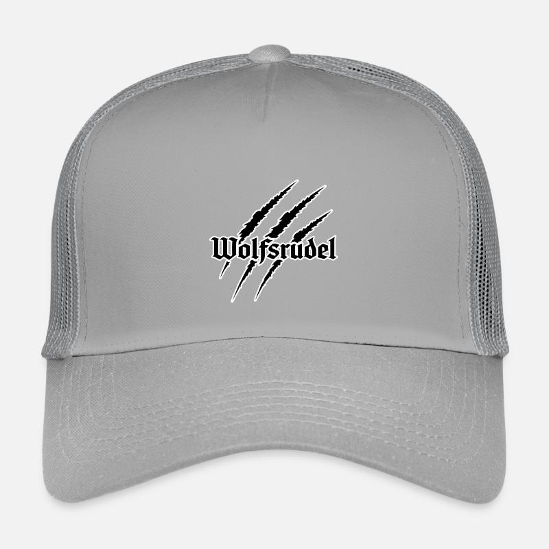 Wolf Claw Gothic Font Logo - Kids’ Trucker Cap - light grey