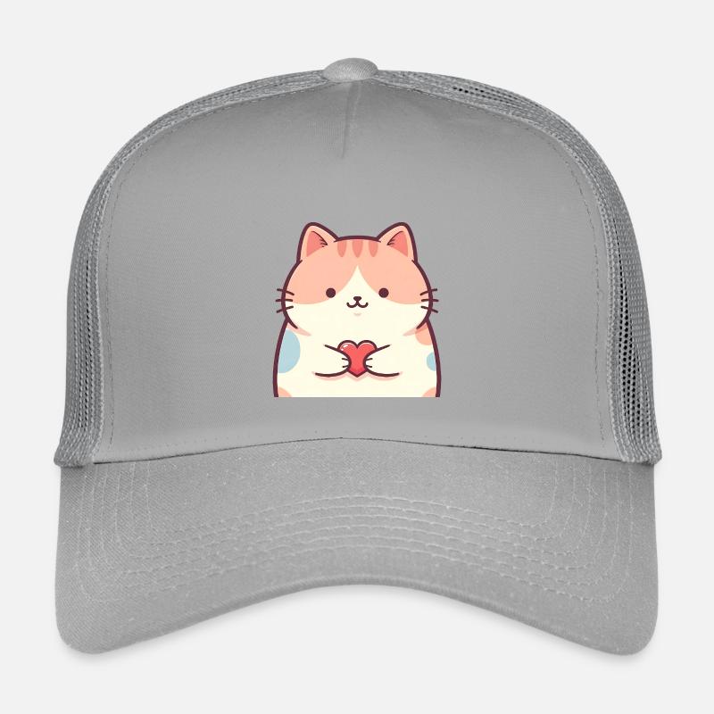 Kuschelkätzchen Herz Cartoon Katze - Kinder Trucker-Cap - Hellgrau