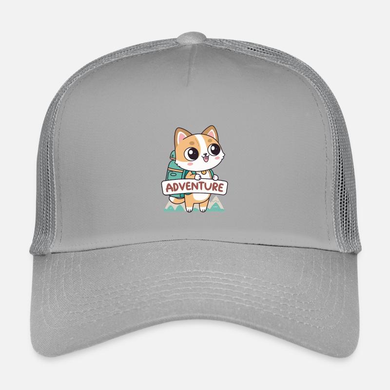 Chat aventurier mignon et sac à dos Casquette trucker enfant