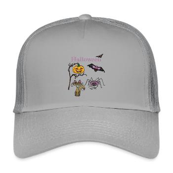 Halloween Kürbis und Fledermaus Design - Kinder Trucker-Cap - Hellgrau - Vorne