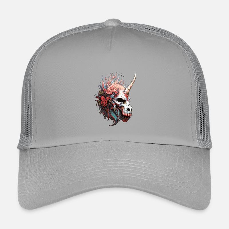 Crâne de licorne avec des fleurs Casquette trucker enfant