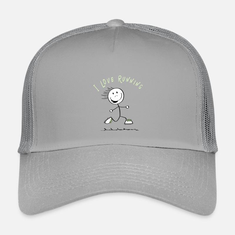 I Love Running Strichmännchen - Läufer - Kinder Trucker-Cap - Hellgrau