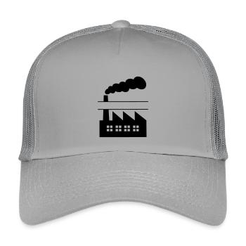 Fabrik mit Rauch-Namensbanner - Kinder Trucker-Cap - Hellgrau - Vorne