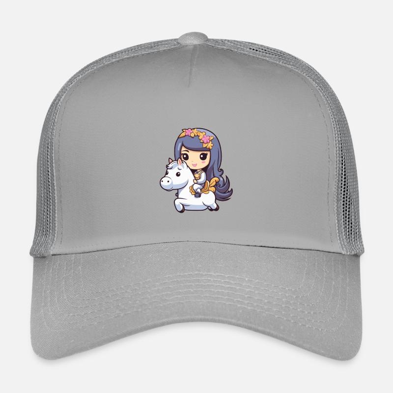 Prinzessin Pferd Comic - Kinder Trucker-Cap - Hellgrau