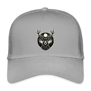Forest Spirit – Hirsch im Woodcut Stil - Kinder Trucker-Cap - Hellgrau - Vorne