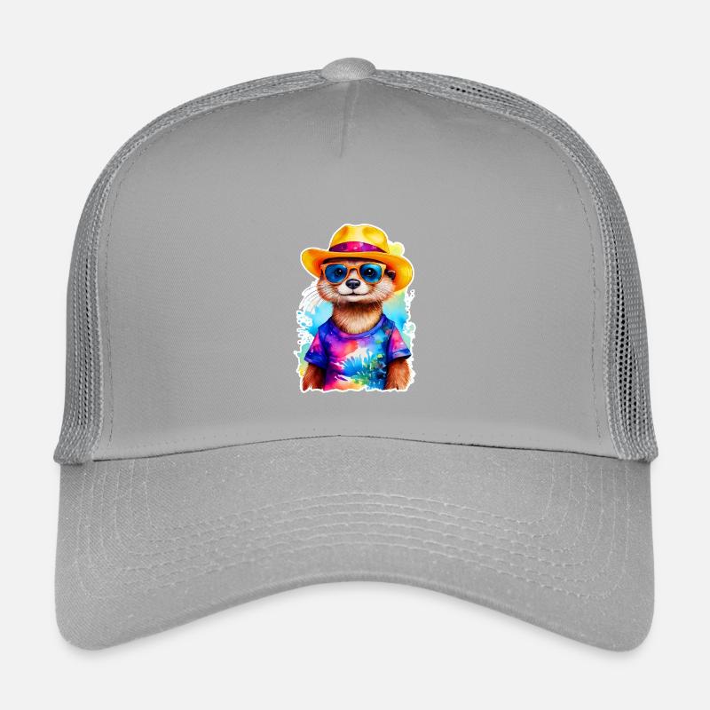 Otter mit Strohhut - Kinder Trucker-Cap - Hellgrau