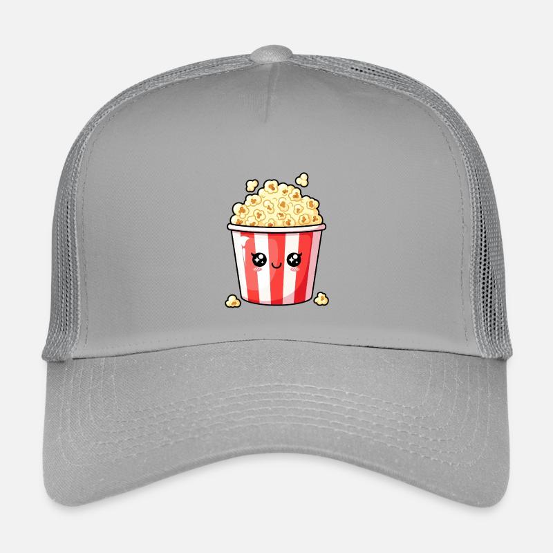 Kawaii-Popcorneimer - Kinder Trucker-Cap - Hellgrau