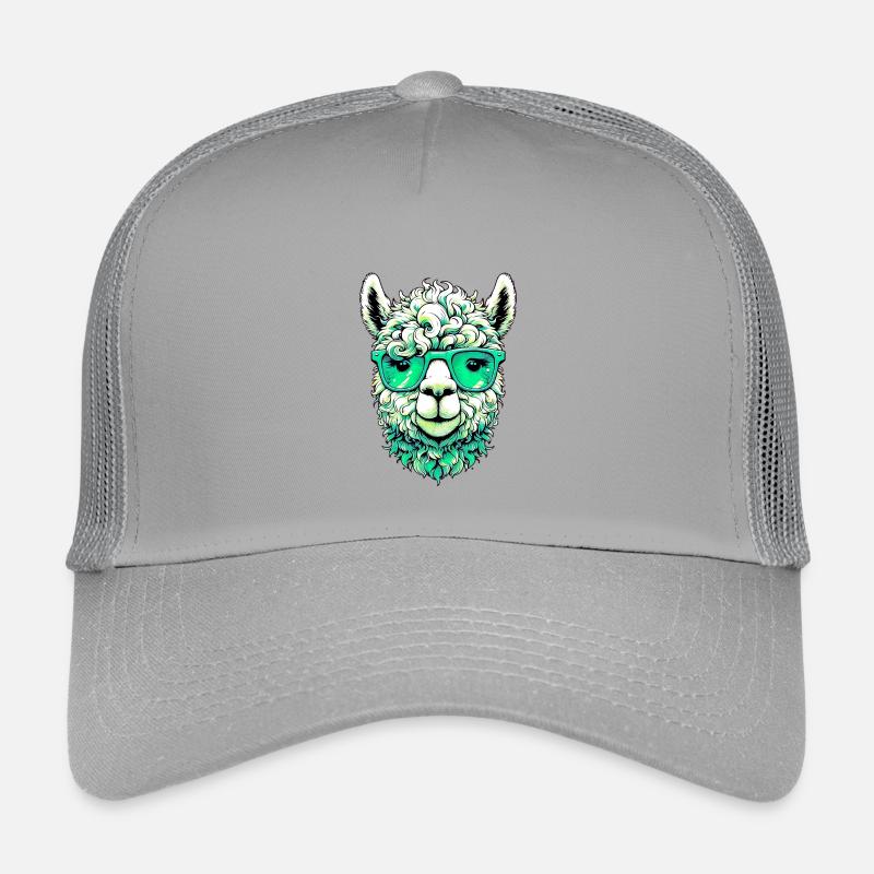 Alpaka mit Sonnenbrille - Kinder Trucker-Cap - Hellgrau