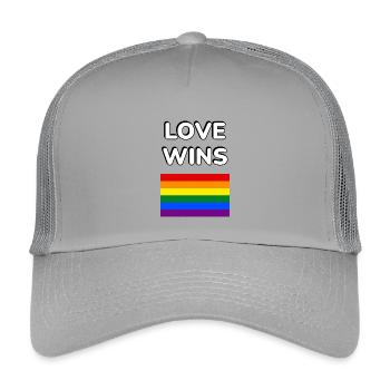 Love Wins LGBT flag - Kids’ Trucker Cap - light grey - Front