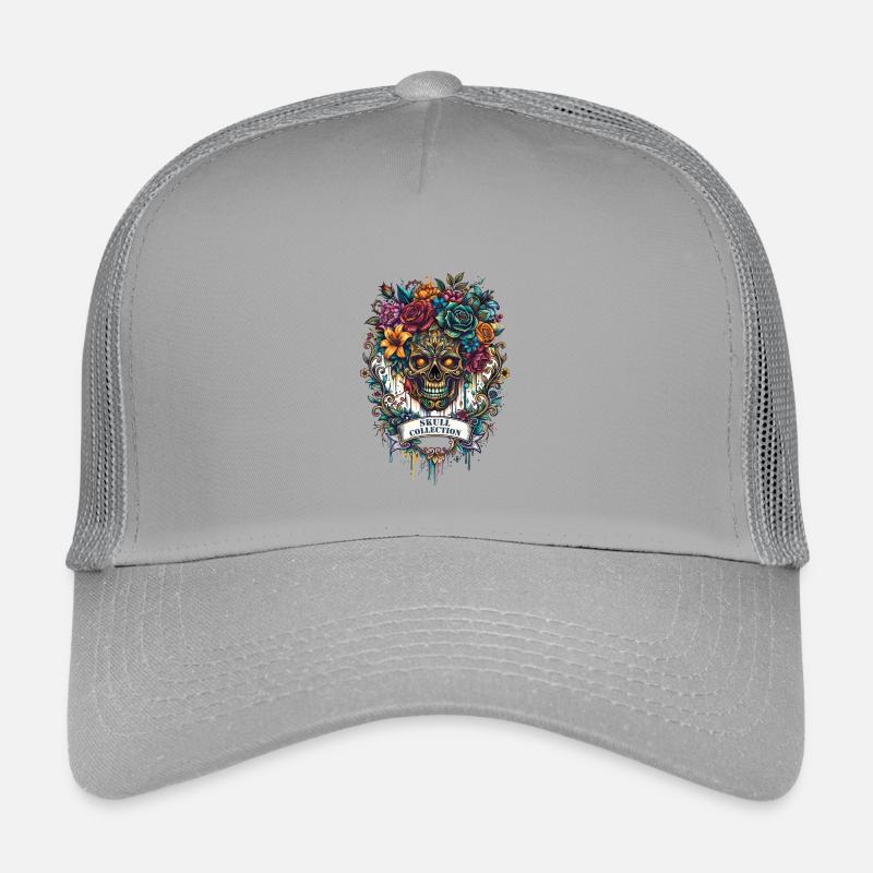 Skull and flowers skull gothic rock Kids’ Trucker Cap