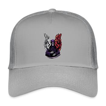 Faucheuse avec Ange et Démon - Casquette trucker enfant - gris clair - Devant