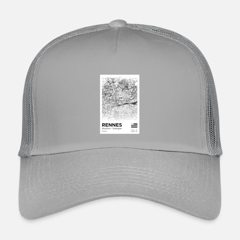 Map of Rennes Centre Black and White Kids’ Trucker Cap