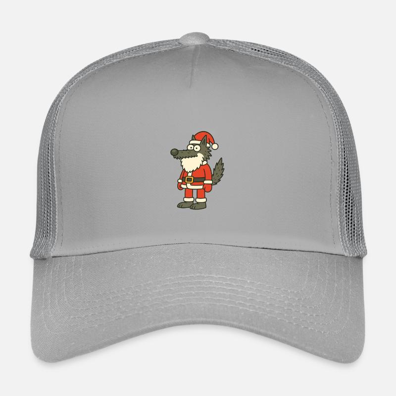 Weihnachtswolf Cartoon Santawolf - Kinder Trucker-Cap - Hellgrau