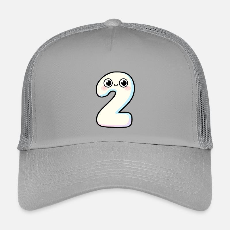 Nummer 2 Kawaii Pastel lächelt - Kinder Trucker-Cap - Hellgrau