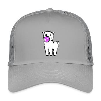 Llama Bubblegum Full Body Standing Frontal Cute Cool - Kids’ Trucker Cap - light grey - Front