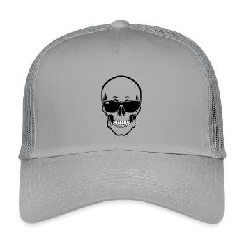 Linienschädel Spike schwarz kontrastiert mit einem Lächeln - Kinder Trucker-Cap - Hellgrau - Vorne