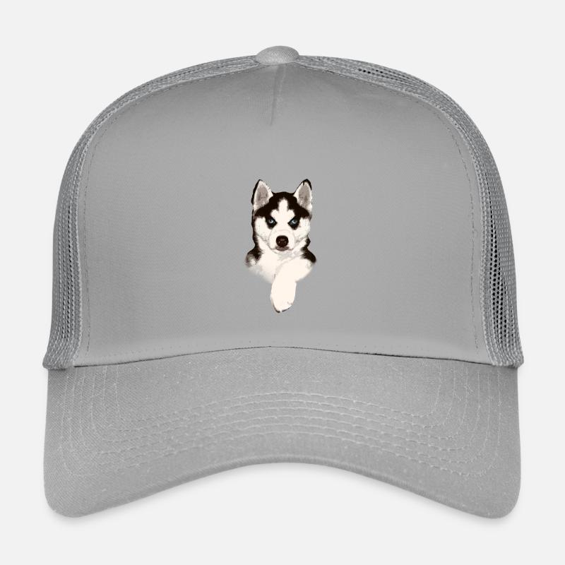 Husky Welpe mit Blauem Blick - Kinder Trucker-Cap - Hellgrau