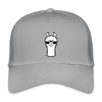 Lama Wütend Cool Sonnenbrille Pelzig Alpaka Sauer - Kinder Trucker-Cap - Hellgrau - Vorne
