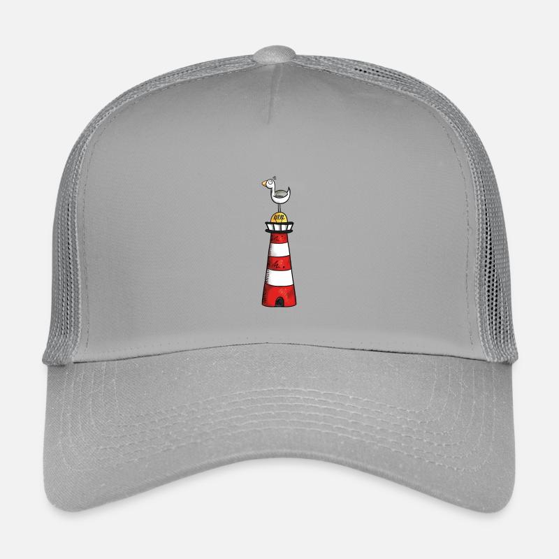 Möwe auf dem Leuchtturm - Nordsee - Geschenk - Kinder Trucker-Cap - Hellgrau