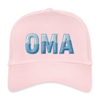 Oma Denim Schriftzug Patchwork Trend - Kinder Trucker-Cap - Hellrosa - Vorne