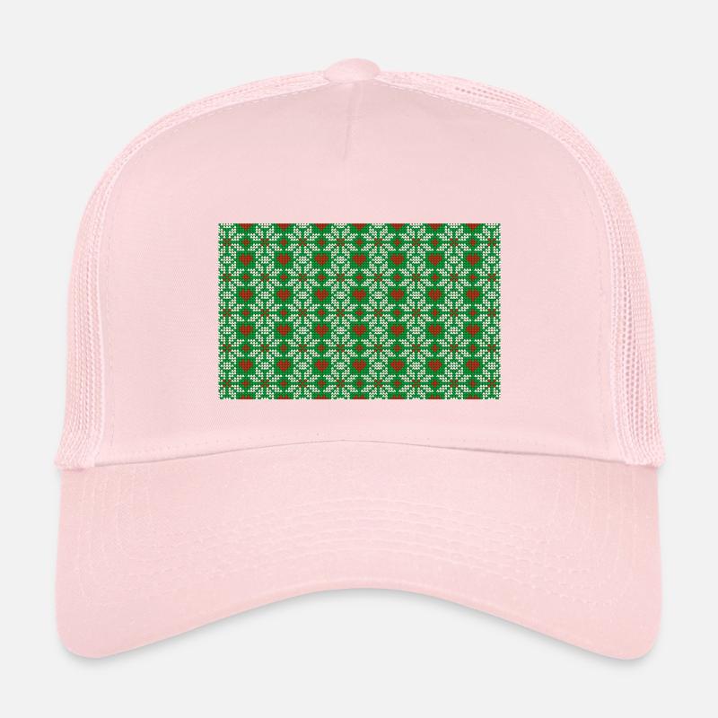 Gestricktes Weihnachtsmuster - Kinder Trucker-Cap - Hellrosa