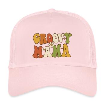 Typographie des fleurs rétro Groovy Mama - Casquette trucker enfant - rose pâle - Devant