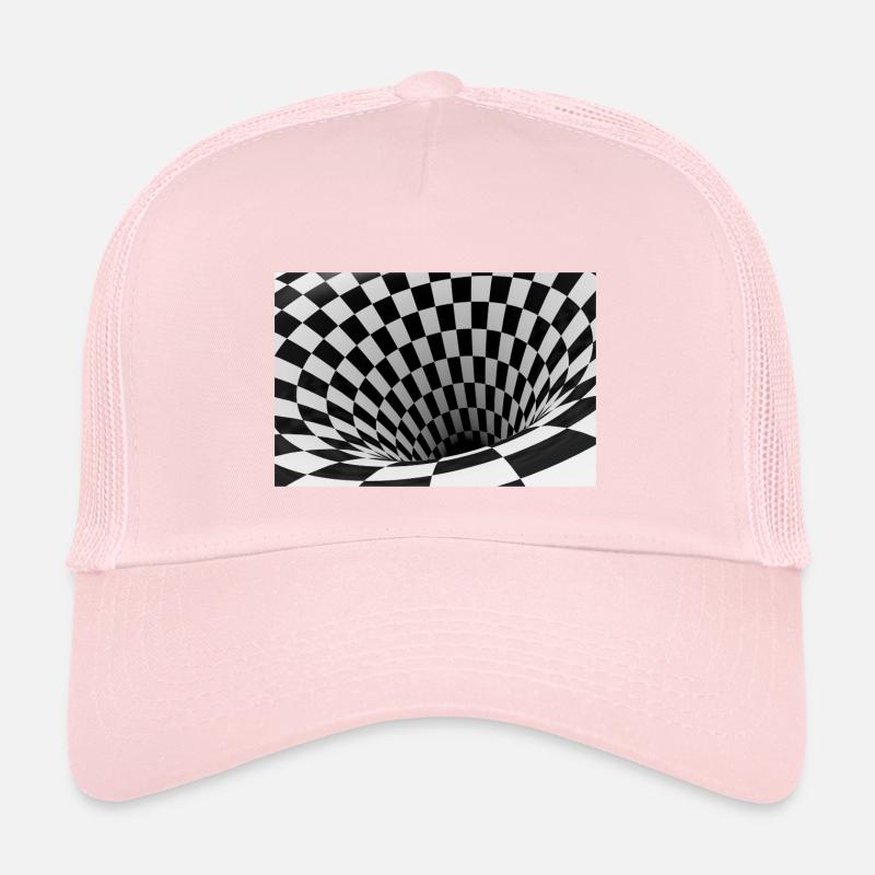 Black and white checkerboard vortex - Kids’ Trucker Cap - pale pink