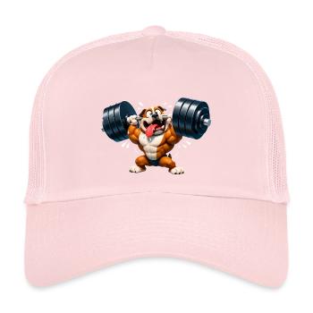 Bulldog Bodybuilder Funny Fitness Motif - Kids’ Trucker Cap - pale pink - Front