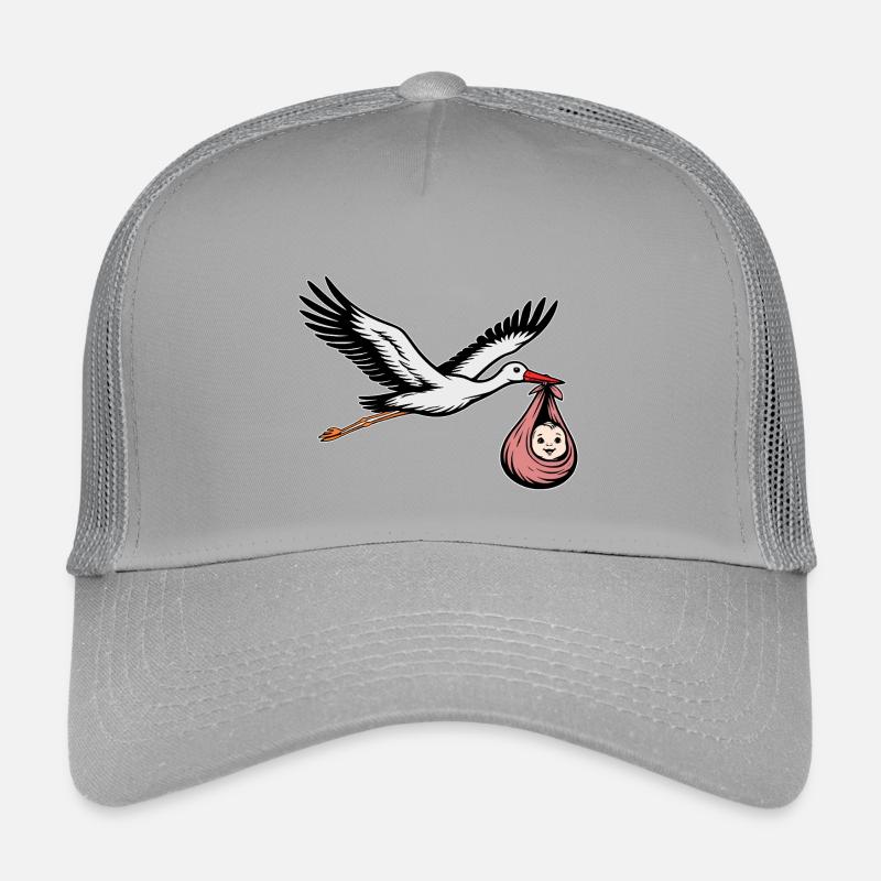 Cigogne volante avec un rose bébé Casquette trucker enfant