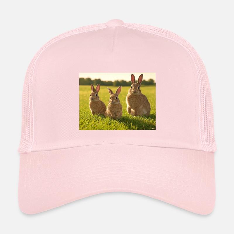 Spring Bunny Trio - Kids’ Trucker Cap - pale pink