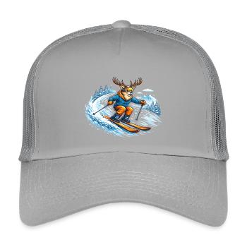 Funny Ski Deer – Comic Winter Sports Motif - Kids’ Trucker Cap - light grey - Front