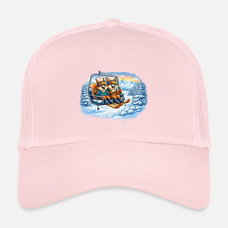 Eichhörnchen & Fuchs im Skilift – Winterspaß - Kinder Trucker-Cap - Hellrosa