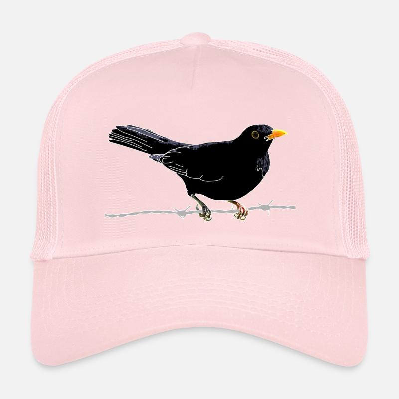 Blackbird on barbed wire - Kids’ Trucker Cap - pale pink