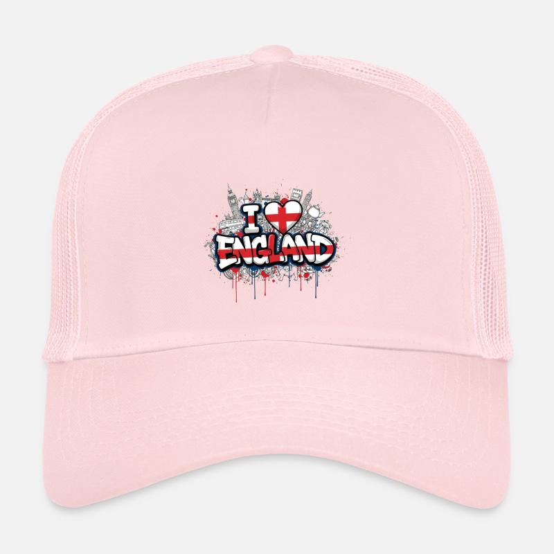 Drapeau de l’Angleterre Love Graffiti Design - Casquette trucker enfant - rose pâle