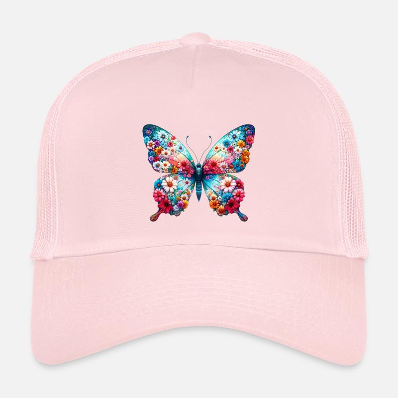 Schmetterling mit Blumen verziert Kinder Trucker-Cap