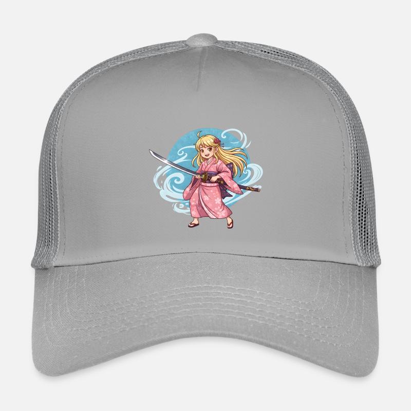 Fille samouraï d’anime en kimono avec un katana Casquette trucker enfant