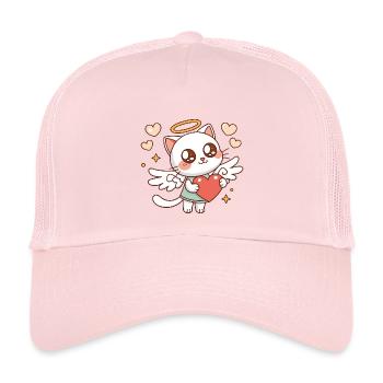 Chat Angélique Ailé et Cœur - Casquette trucker enfant - rose pâle - Devant