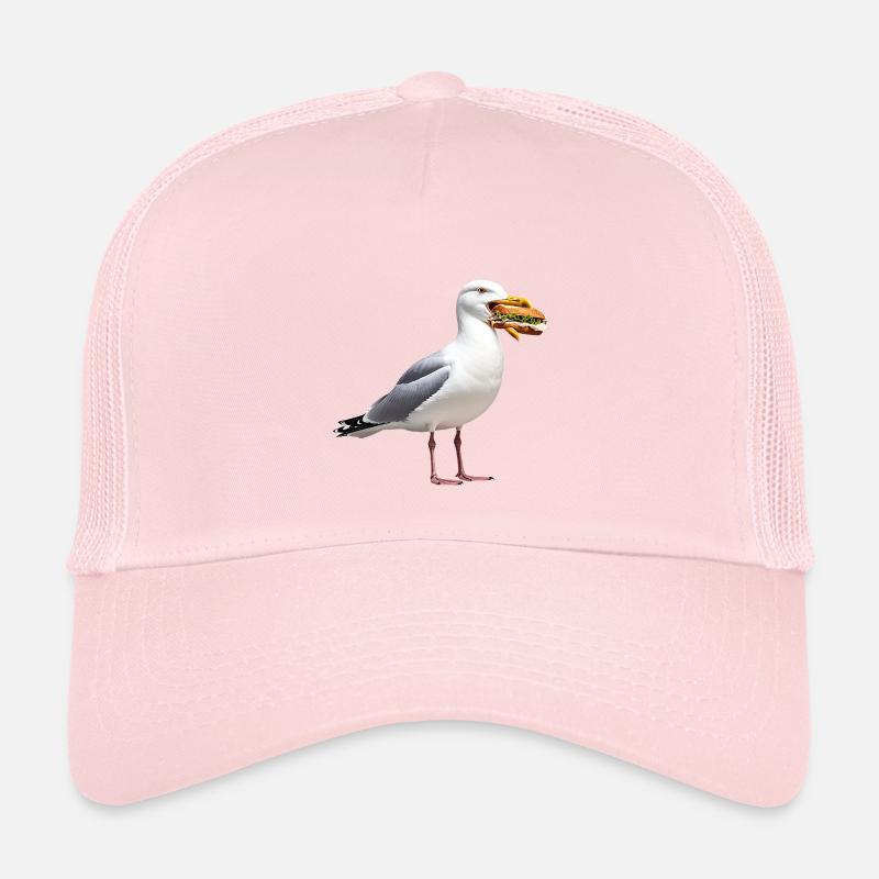 Silbermoewe-mit-Fischbroetchen - Kinder Trucker-Cap - Hellrosa