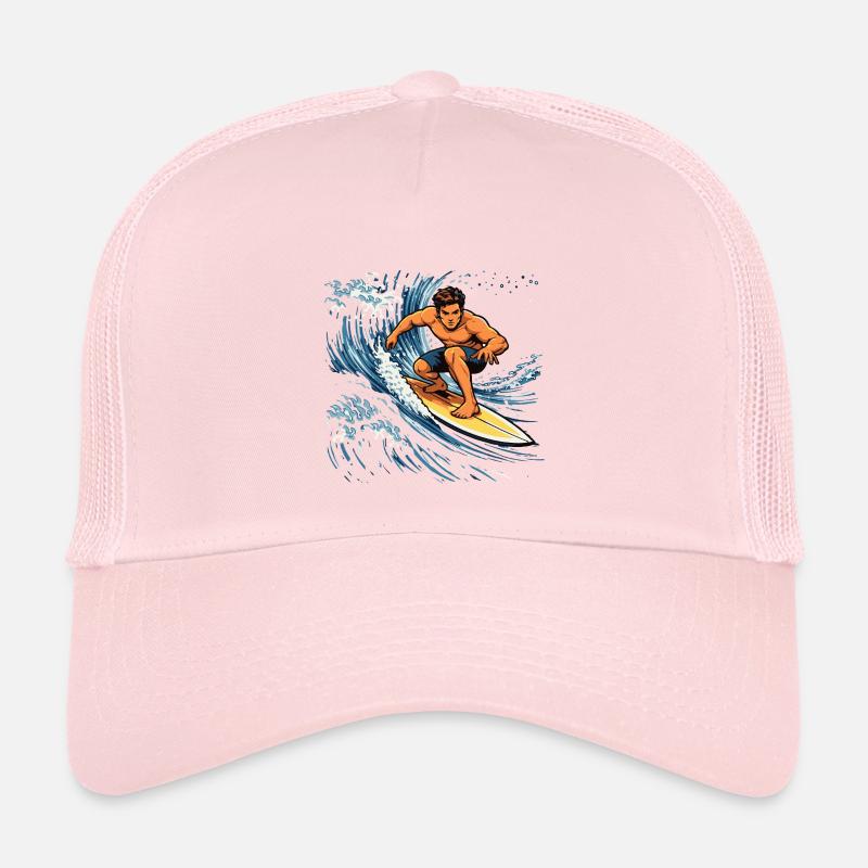Surfer illustration on powerful wave Kids’ Trucker Cap