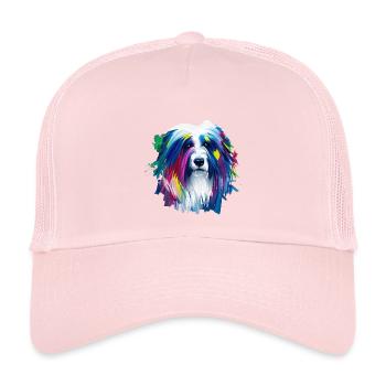 Altenglischer Schäferhund lebendige Ölmalerei Kunst - Kinder Trucker-Cap - Hellrosa - Vorne