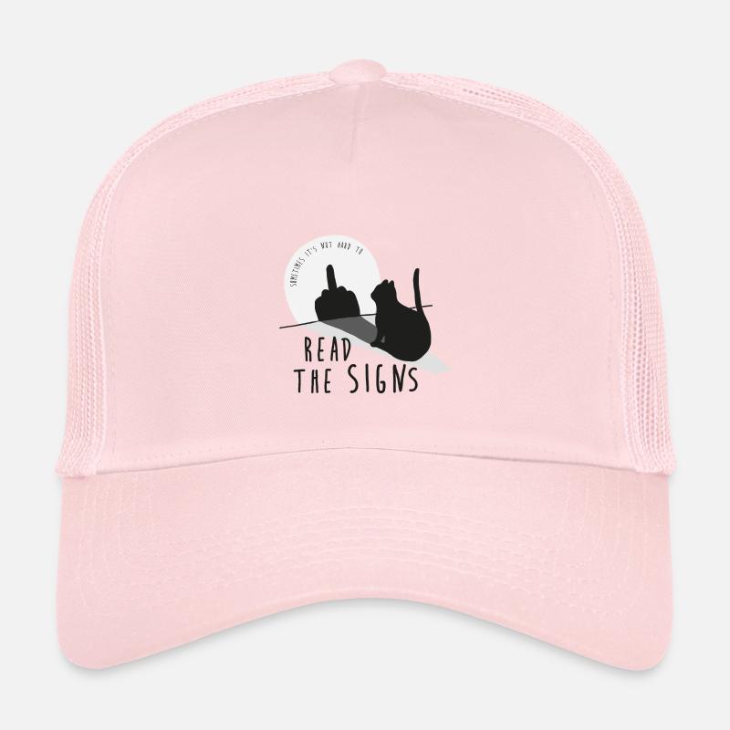 Read the signs. Katze, Mittelfinger, Schatten - Kinder Trucker-Cap - Hellrosa