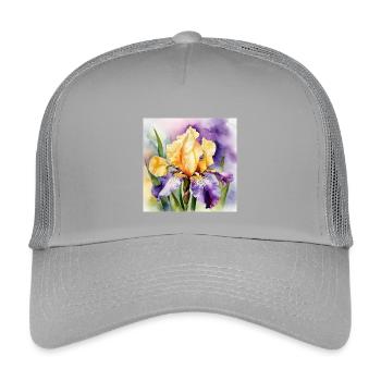 Iris Schwertlilie lila orange | Aquarell - Design - Kinder Trucker-Cap - Hellgrau - Vorne