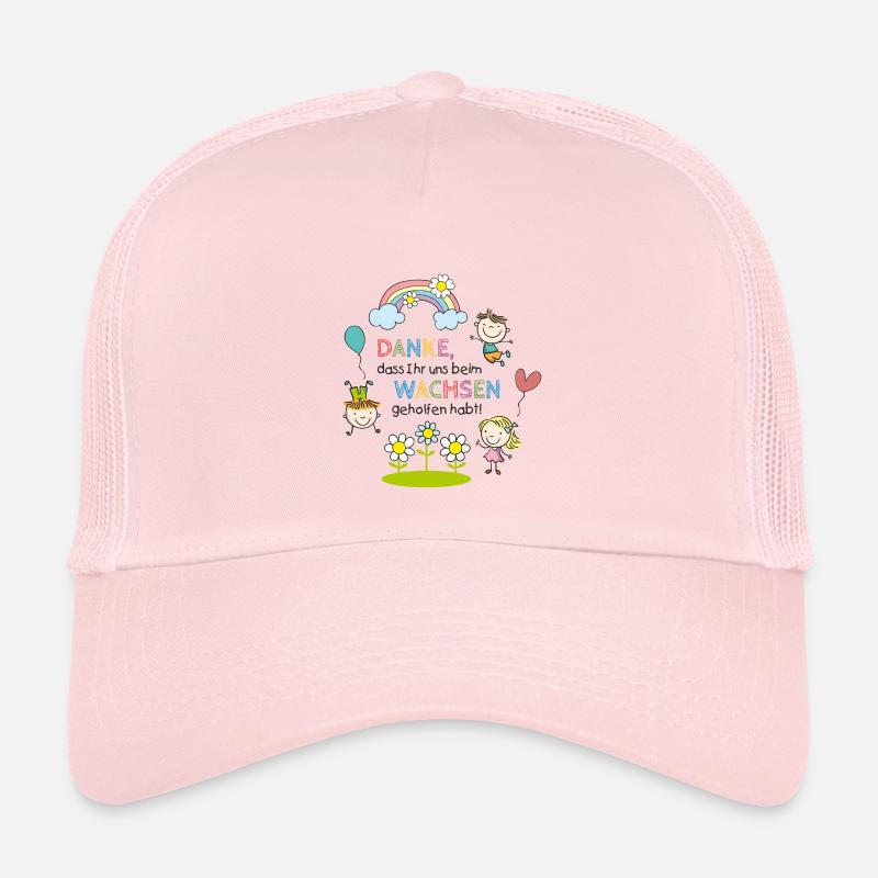Spruch Abschied | Kinder - Regenbogen - Blumen  - Kinder Trucker-Cap - Hellrosa