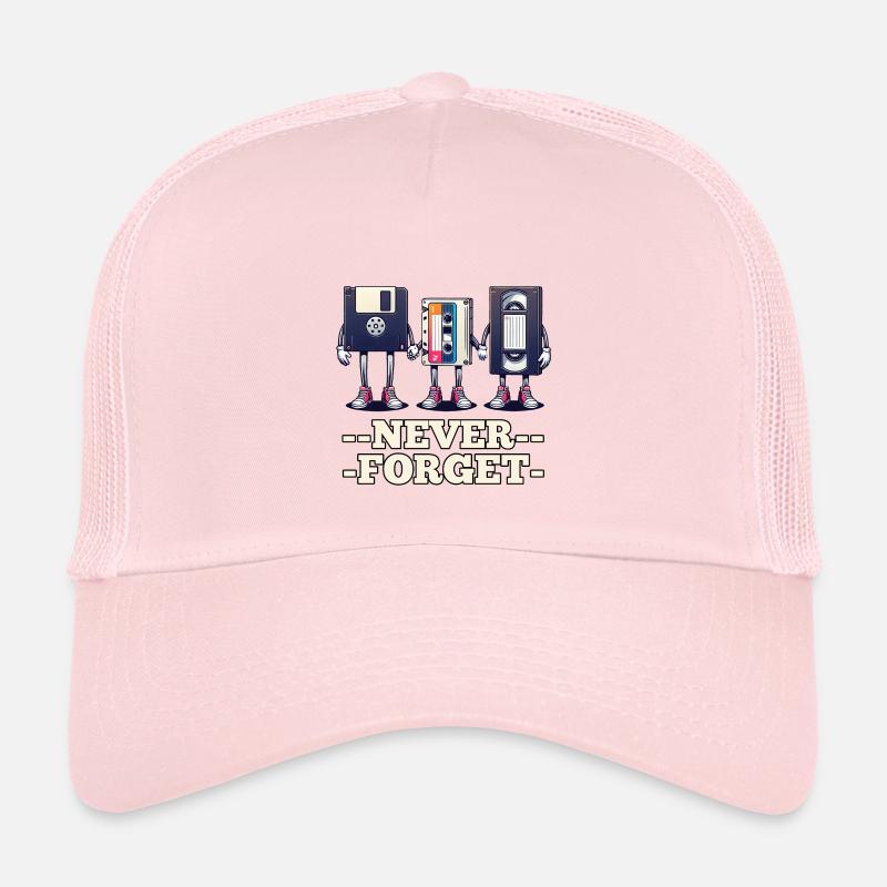 Diskette, Kassette, VHS - Niemals vergessen - Kinder Trucker-Cap - Hellrosa