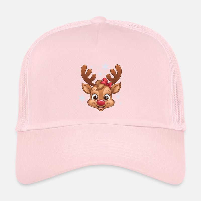 Süßes Rentier-Mädchen mit Schneeflocken - Kinder Trucker-Cap - Hellrosa
