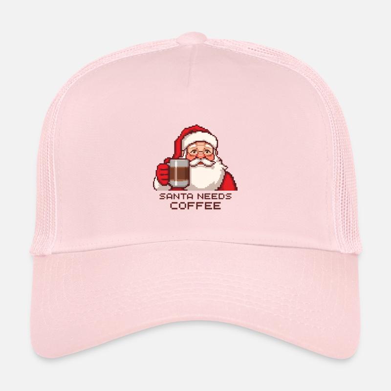 Pixel Santa – Santa Needs Coffee Kinder Trucker-Cap
