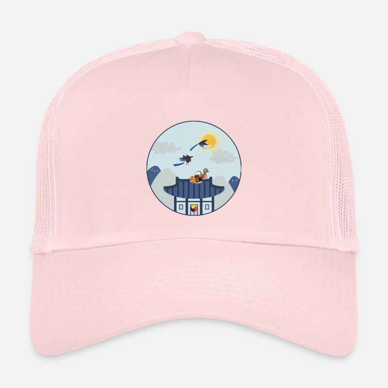 Maison coréenne avec des oiseaux – Design traditionnel Casquette trucker enfant