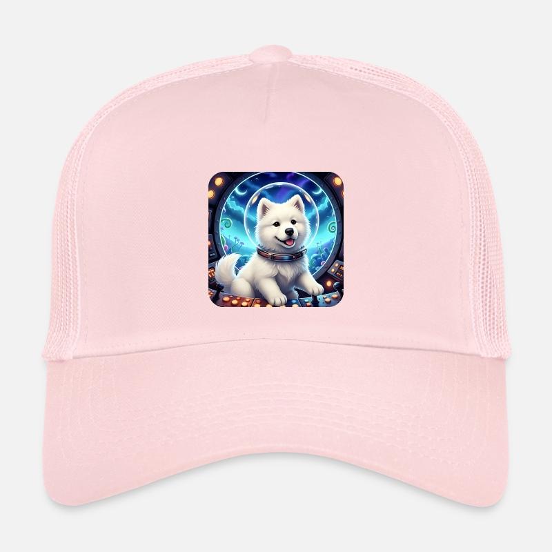 Cosmic Pup in Space Bubble - Kids’ Trucker Cap - pale pink