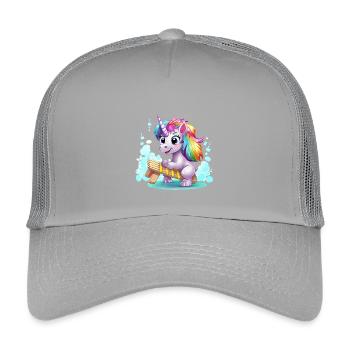Rainbow Unicorn Sleigh - Kids’ Trucker Cap - light grey - Front