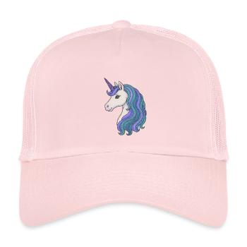 Pastell-Einhorn-Mähnenporträt - Kinder Trucker-Cap - Hellrosa - Vorne